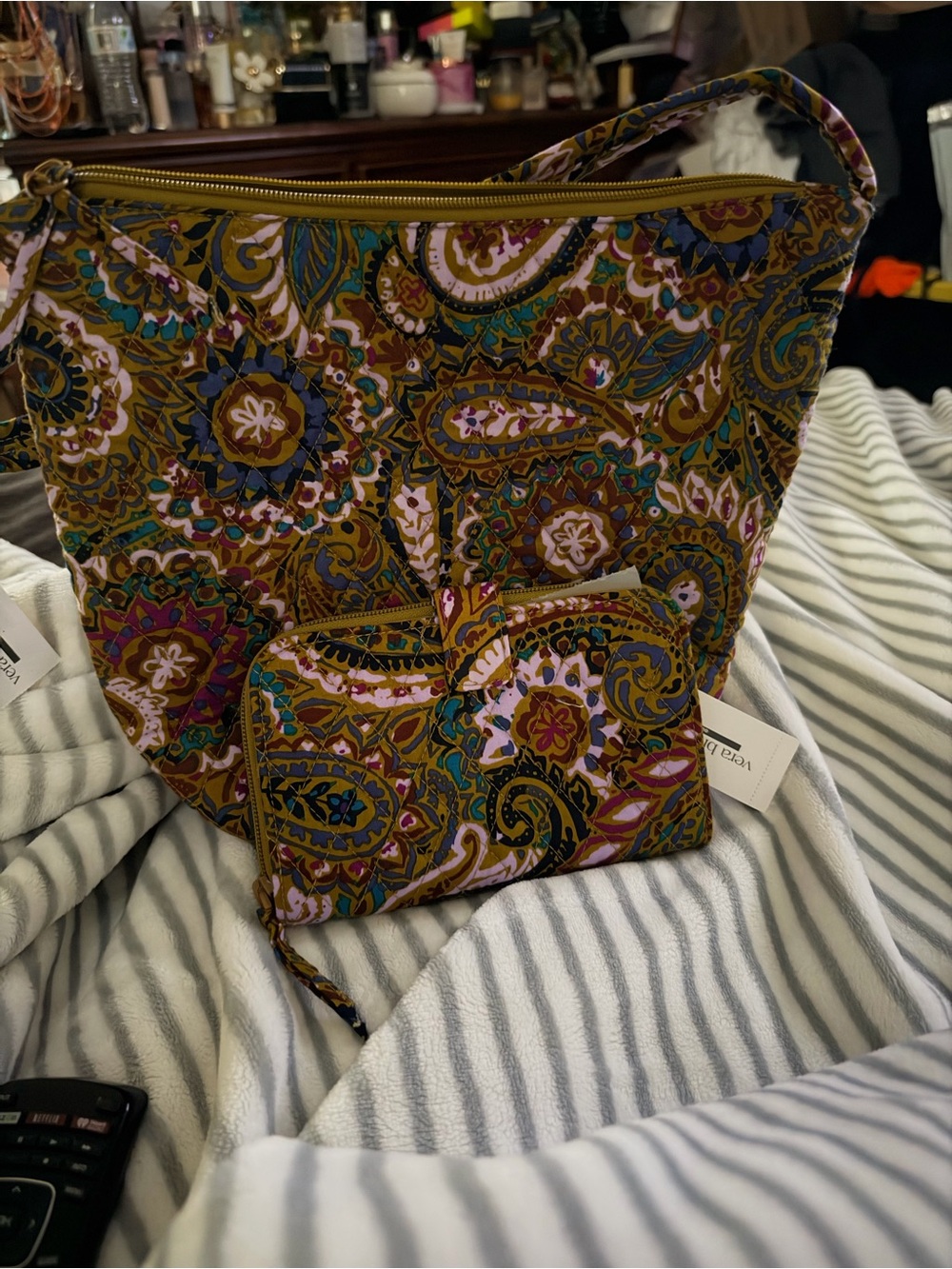 Vera Bradley Quilted Paisley Crossbody Bag and Wallet Multicolor